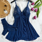 Conjunto de Lingerie em Renda Vermelha